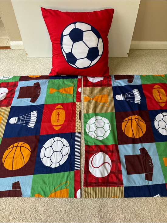 Chic Home Design Other - Bundle of Kids Sports 2 Pillow Cases & One Soccer Pillow Set - Red - Multicolor
